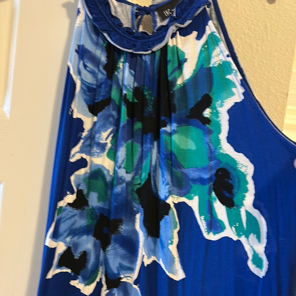 INC International Concepts Blue and Green Floral Dress - Picture 2 of 6